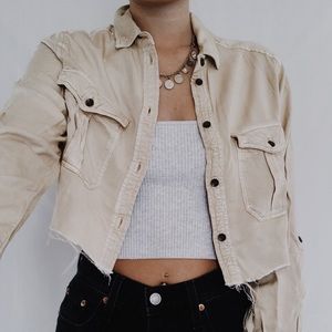 Yellow cropped button up